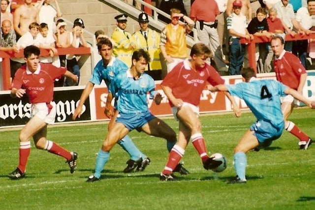Halifax in action against Walsall in September 1991