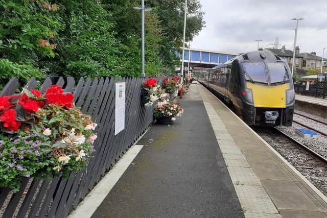 The blooming wonderful floral display at Brighouse Station.