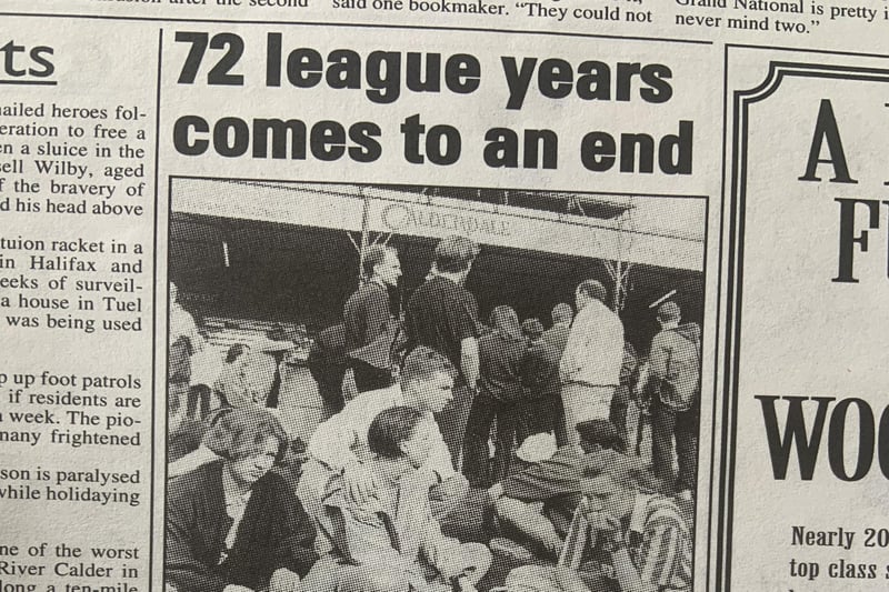 Heartbroken Halifax Town fans sobbed as the club's 72-year football league history came to an end back in 1993.