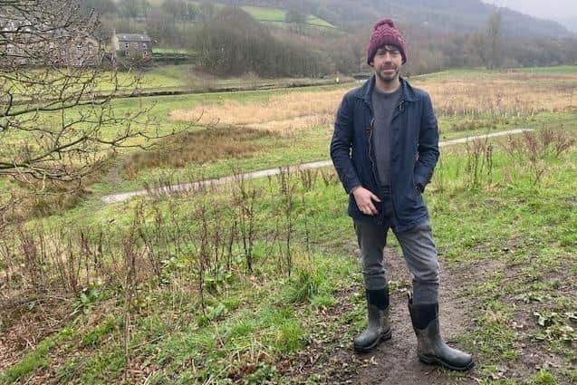 Calderdale Council’s Cabinet Member for Climate Change and Resilience, Coun Scott Patient, at Brearley Fields.