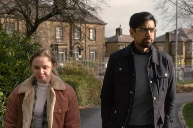A tense conversation took place between Joanna and Faisal in episode two with Greenhead Park in Huddersfield as the backdrop. Picture: BBC