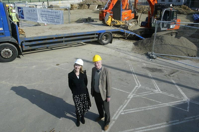 Headteacher Helen Gaunt and governor Rod Atkinson at the site of the new sports hall at Crossley Heath Grammar School, Halifax back in 2009.