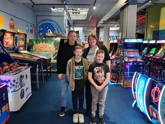Jaa and Sally Lee, and their sons Oliver and Jacob, at the newly-opened Retro Station Halifax