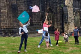 Children making kites at Halifax Minster