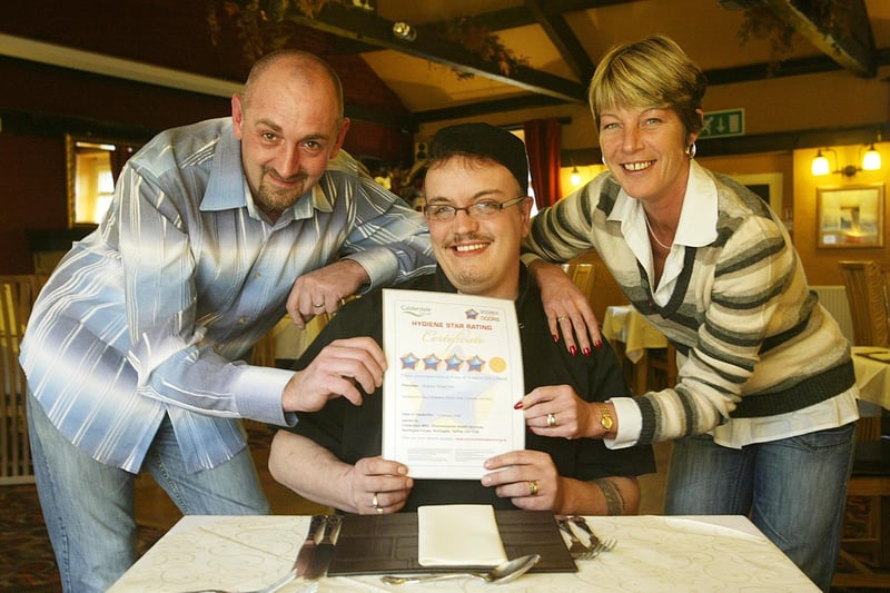 Landlord and lady Bryan Leigh and Melanie Leigh, with chef Dean Kay-Cotton, at the Branch Road Inn, Greetland