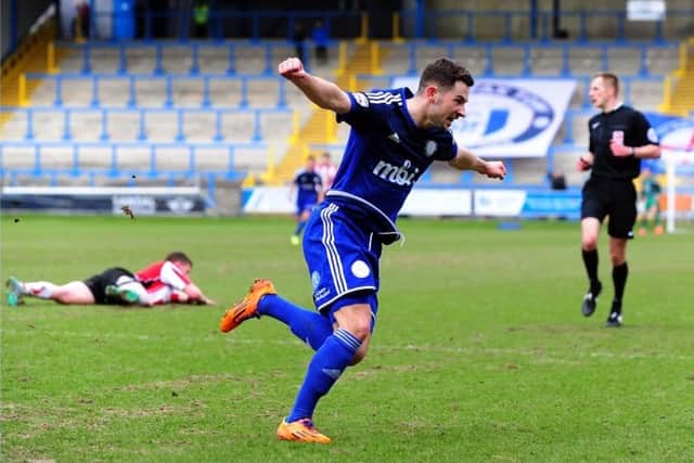 Connor Hughes in action for FC Halifax Town