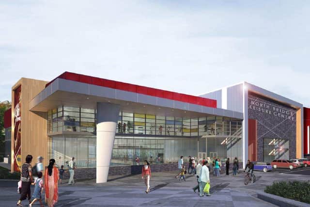 One of the artists' impressions of how a new sports centre and swimming pool at North Bridge Leisure Centre in Halifax could look