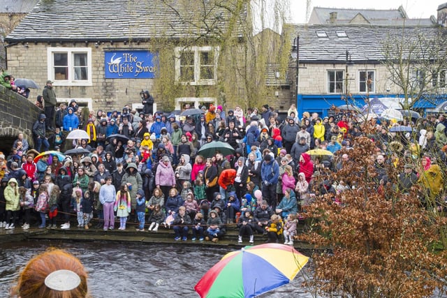 Crowds gathered for the duck race.