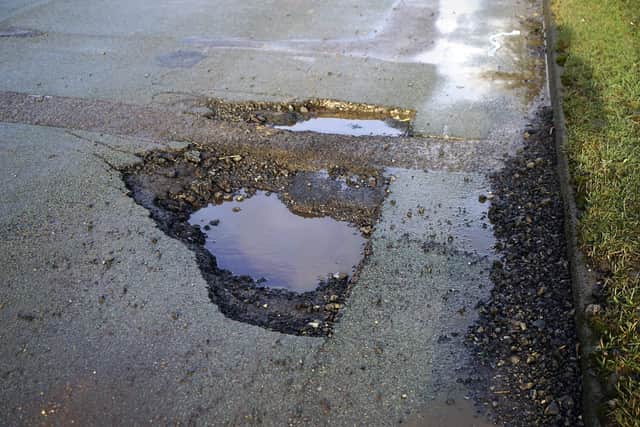 A pothole on a road