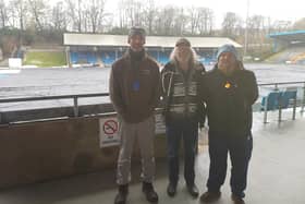 Pictured are FCHT Supporters Club committee members Kit Walton and Steve Collingwood, along with groundsman Graham Osbourne.