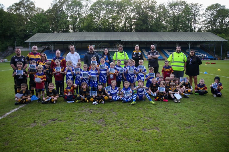 Junior teams had their chance to play on The Shay pitch before kick-off