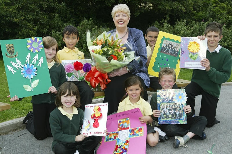 A picture of headteacher Margaret Stichbury retiring from St Malachy's RC Primary School in 2007.