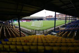 SOUTHEND, ENGLAND - JANUARY 23: A general view of the inside of the stadium during the Sky Bet League Two match between Southend United and Mansfield Town at Roots Hall on January 23, 2021 in Southend, England. Sporting stadiums around the UK remain under strict restrictions due to the Coronavirus Pandemic as Government social distancing laws prohibit fans inside venues resulting in games being played behind closed doors. (Photo by Jacques Feeney/Getty Images)