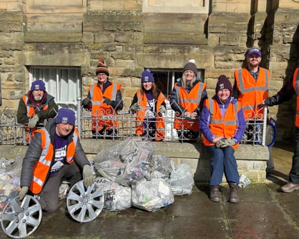 Friends of Batley Station volunteers after they collected litter during the Great British Spring Clean
