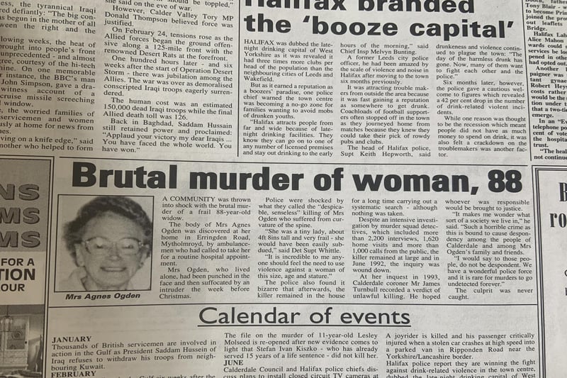 A community was thrown into shock after the murder of a Mytholmroyd woman in 1991.