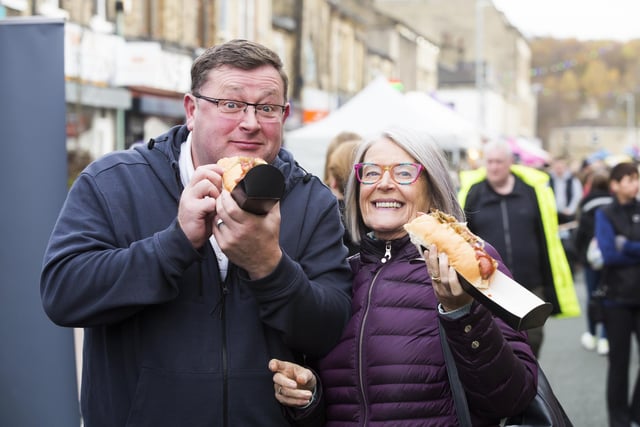 David and Pauline Smith with German hotdogs.