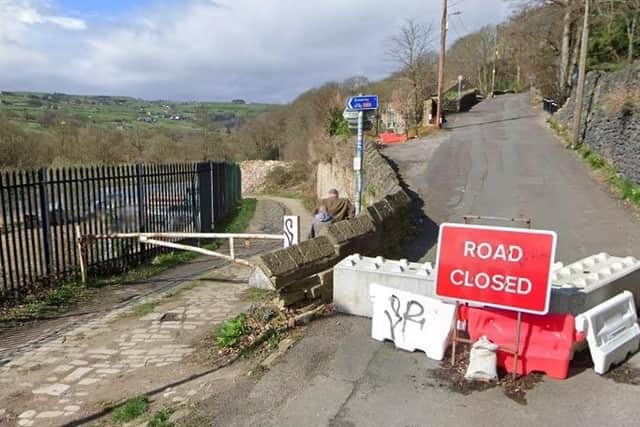 Closed to vehicles – Hollins Mill Lane, Sowerby Bridge. Picture: Google