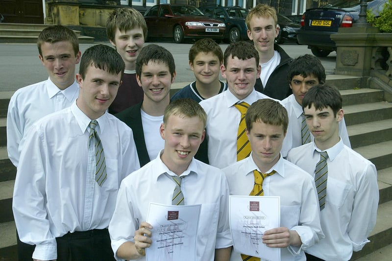 Students at Crossley Heath Grammar School, Halifax, with AS-level results in 2005