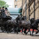 The BBC’s Gentleman Jack being filmed in Little Germany, Bradford in 2018 – one of the locations visited by a treasure hunt of film locations in the city. Picture: Darren O'Brien/Guzelian