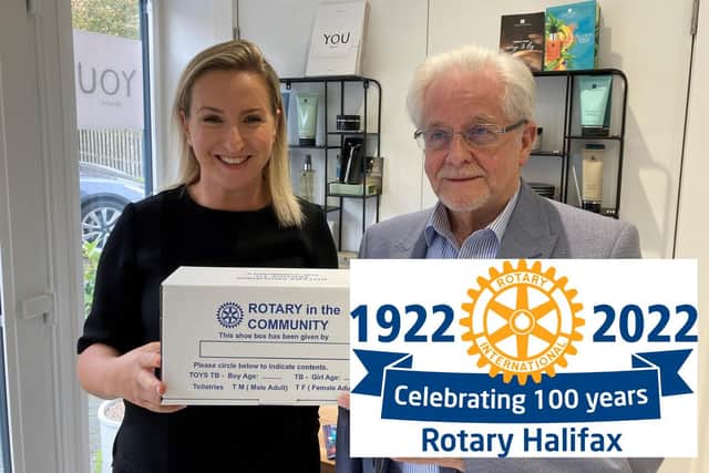 Amy McAlpine of You Beauty has recently received a number of boxes from Chief Elf, Rotarian Wilson Simms, ready for filling during the run up to Christmas.