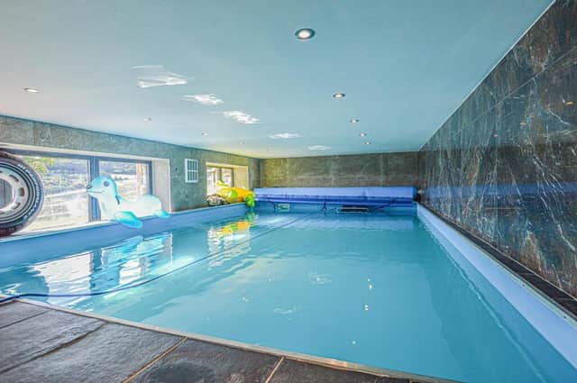 The indoor heated swimming pool has a remote control service for aqua aerobics and hydrotherapy, along with water jogging or running.