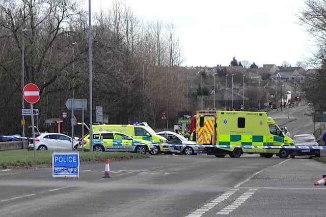 The scene of the crash in Halifax Road, Scholes. (Picture by Stuart Black)