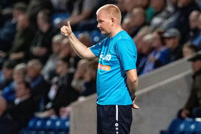 Thumbs up from Town boss Pete Wild. Chesterfield 2-3 FC Halifax Town. Picture: John Hobson/AHPIX LTD.