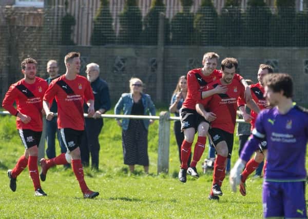 Actions from the game, Illingworth SM v Ryburn United, at Natty Lane. Pictured is Ryburn Celebrating
