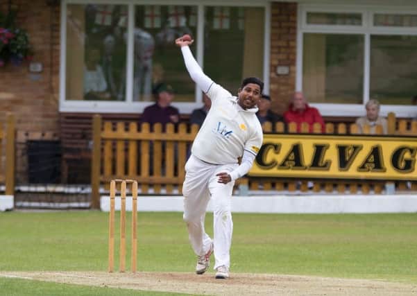 Actions from Walsden v Norden, at Walsden CC. Pictured is Umesh Karunaratne
