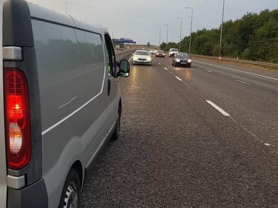 The van ended up the wrong way round. Photo: @WYP_PCWILLIS/West Yorkshire Police/Twitter