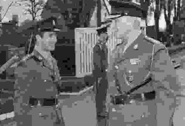 General Sir Robert Bray, Deputy Supreme Allied Commander NATO and Colonel The Duke of Wellingtons Regiment, arriving at 1 DWR  in Germany, being greeted by the Adjutant, his son, Captain (later CO 1DWR and a Brigadier) Michael Bray.