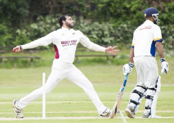Cricket - Brighouse v Bowling Old Lane. Abid Awan for Brighouse.