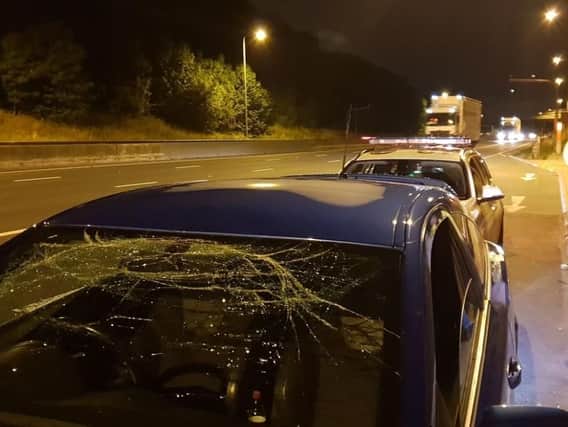 The bonnet opened while the driver was travelling at 70mph! PIC: West Yorkshire Police