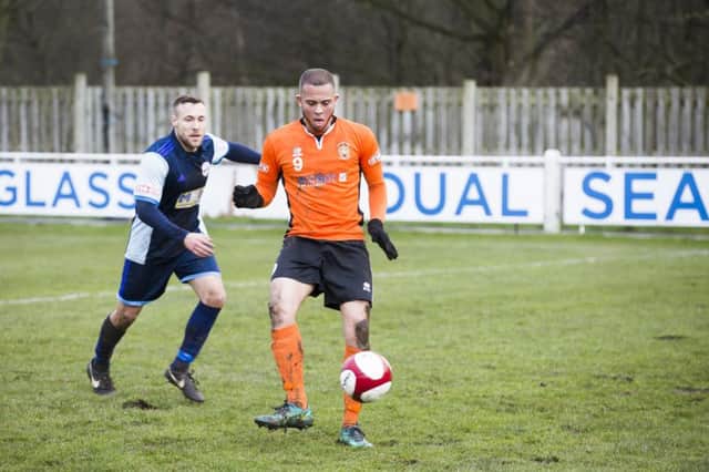 Brighouse striker Aaron Martin was sent off at Morpeth.