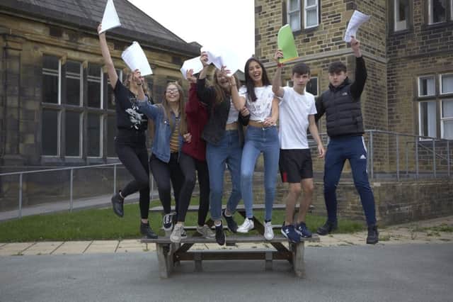GCSE results. Students at Crossley Heath, Halifax.