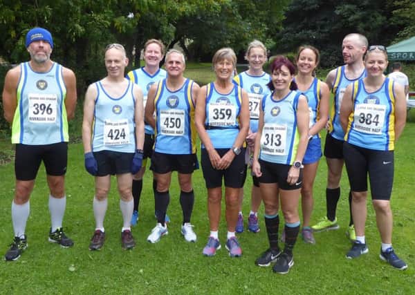Photo is of Halifax Harriers runners before the Quayside race at Lancaster