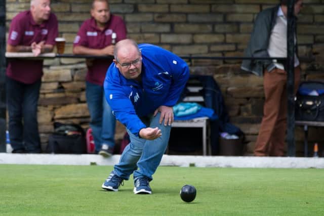 Actions from Sowerby Bridge Association pairs, at Akroydon Bowling Club. Pictured is Mark Holden