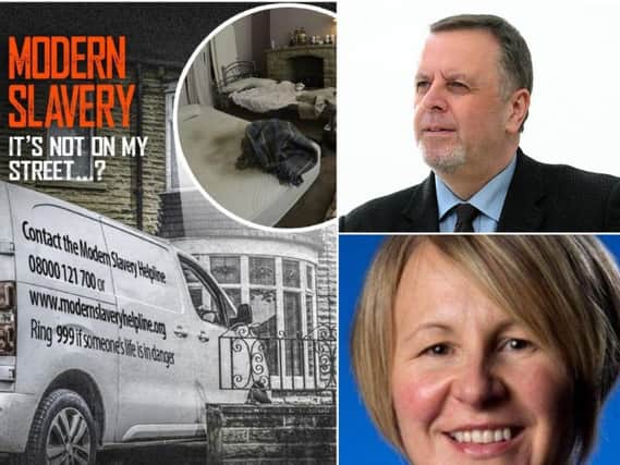 Mark Burns-Williamson, National Police and Crime Commissioner (PCC) lead on human trafficking and modern slavery, and Assistant Chief Constable Catherine Hankinson of West Yorkshire Police, bottom right