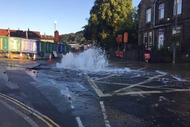 Burst water main in Mytholmroyd (West Yorkshire Police)