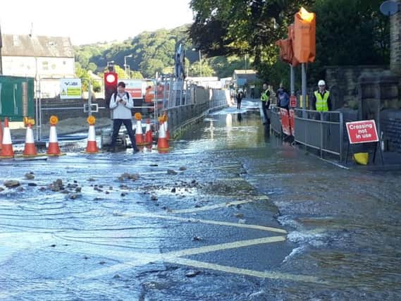 Damage caused by the water main in Burnley Road (Calderdale Council)