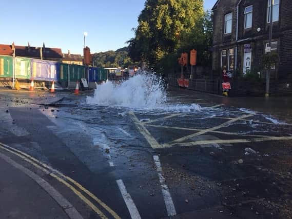 Water main burst in Mytholmroyd (West Yorkshire Police)