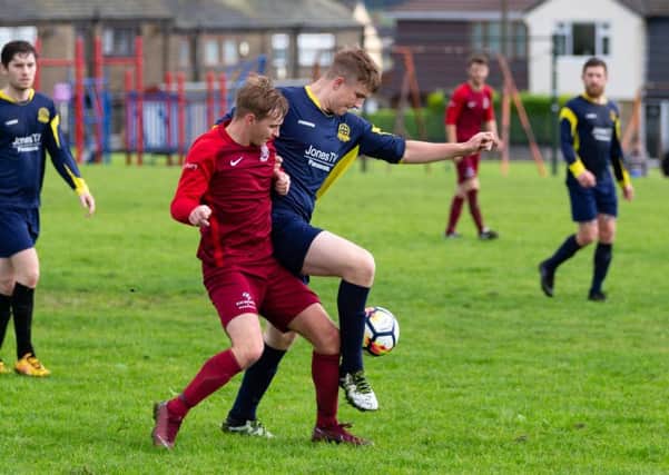 Actions from Bradshaw v Feathers, at Natty Lane, Illingworth. Pictured is Tom Hosker and Jack Rideaugh
