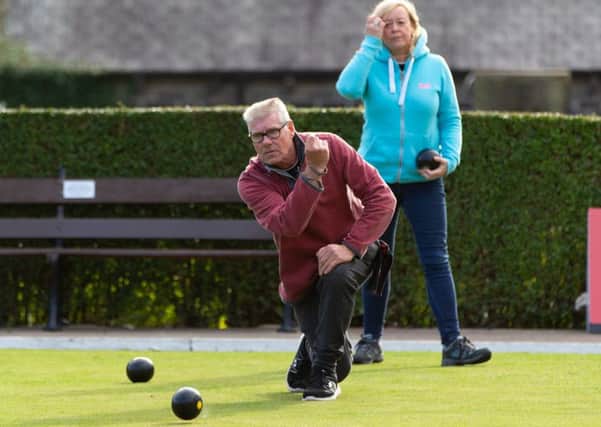 Actions from the Bowls -  Hill Crest pairs event, Sowerby Bridge. Pictured is Tony Clissitt