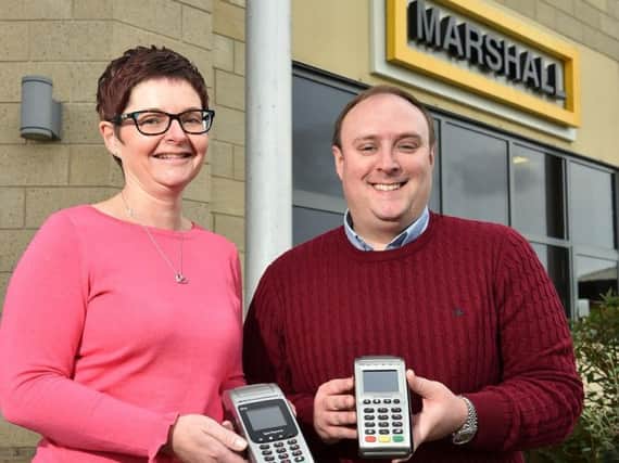 Karen Donnelly, Financial Controller at Marshall with James Howard, Managing Director at Yorkshire Payments
