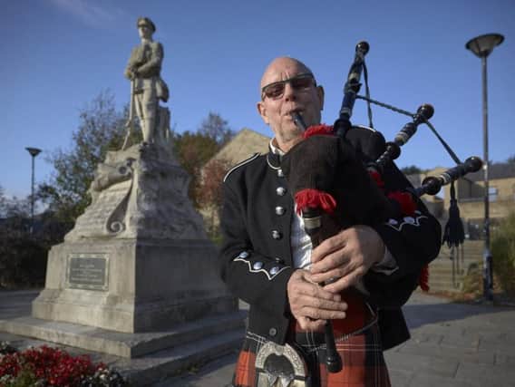 Bagpiper Peadar Long will mark Armistice Day by playing the retreat march When The Battle's O'er at Mytholmroyd War Memorial.