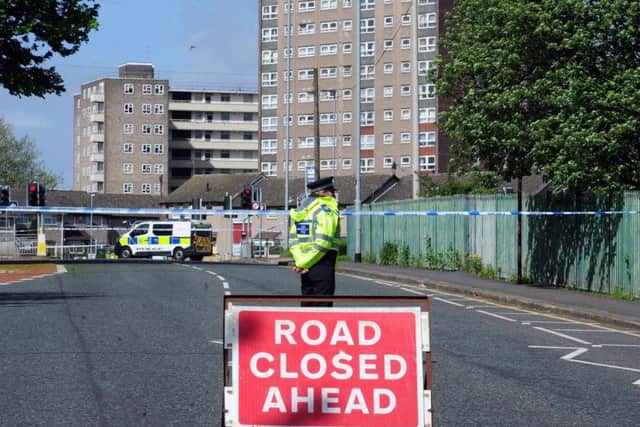 The scene of a drive-by shooting in Burmantofts Street, Leeds, in May this year.