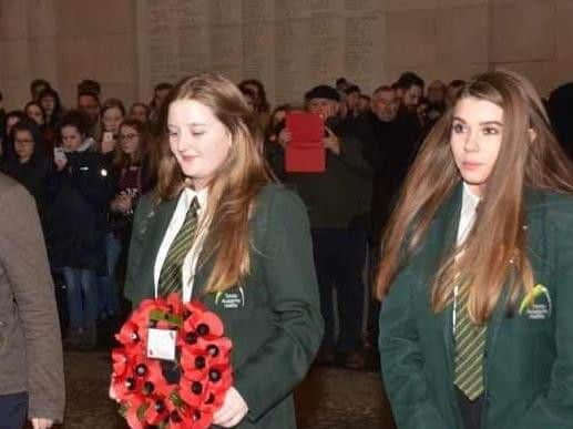 The girls were chosen to lay wreaths during their trip to Europe in February.