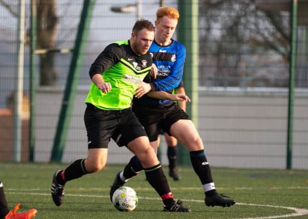 Actions from Shelf United v Elland, at Lightcliffe Academy. Pictured is Tom Chappell and Harry Talbot