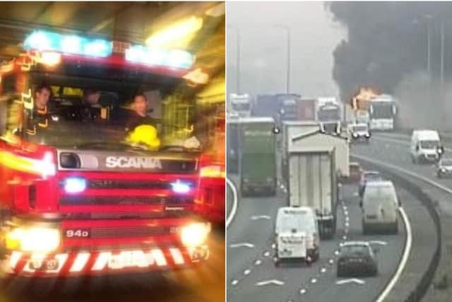 Coach fire on the M62 (Picture Highways England)