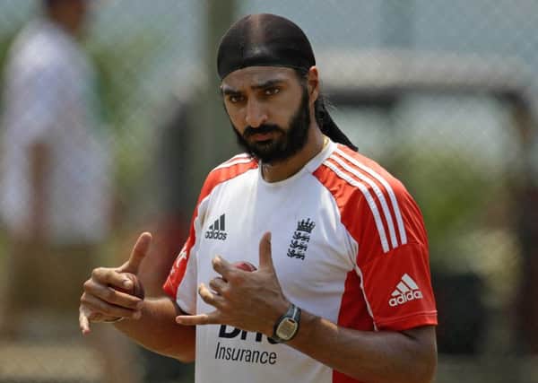 England's cricketer Monty Panesar attends a practice session ahead of their first test cricket match against Sri Lanka in Galle, about 120 kilometers south of Colombo, Sri Lanka, Saturday, March 24, 2012. (AP Photo/Eranga Jayawardena)